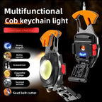 COB Keychain Work Light Multifunctional Cigarette Lighter Charging Portable Camping LED Strong Light Mini Camping Light