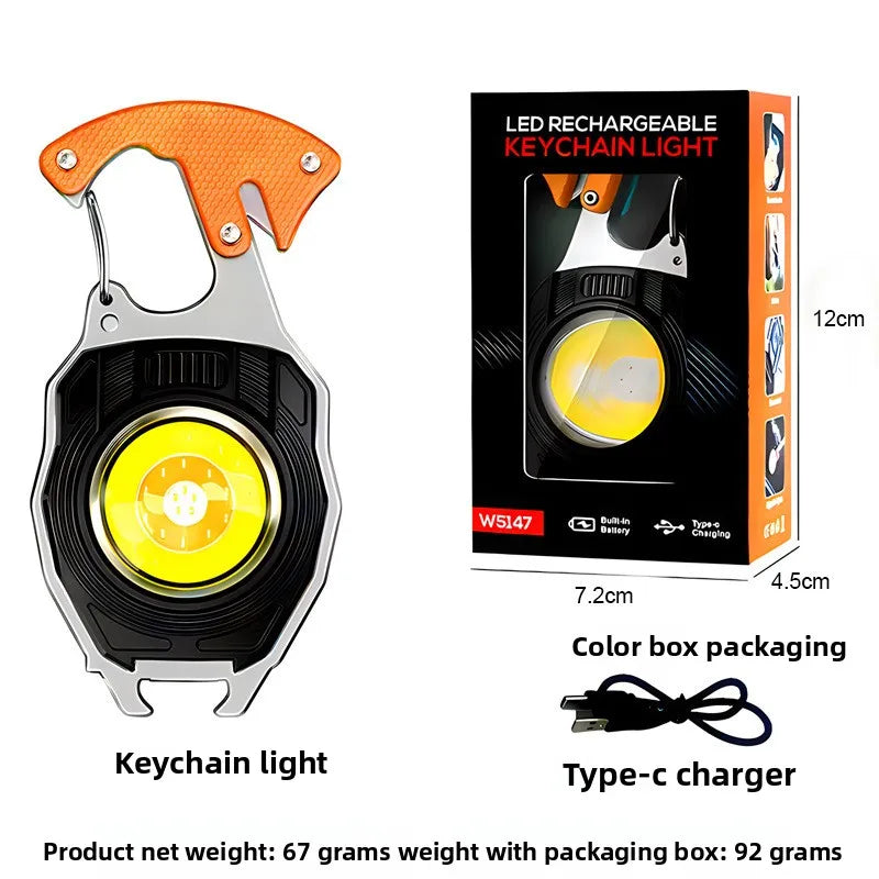 COB Keychain Work Light Multifunctional Cigarette Lighter Charging Portable Camping LED Strong Light Mini Camping Light